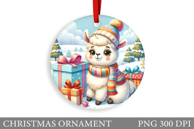 Cute Lama Christmas Ornament. Christmas Ornament Sublimation