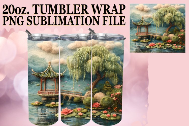 3D Beauty Scene Embroidery Tumbler Wrap - 20oz
