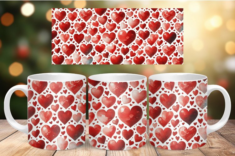 Valentine Mug Wrap Sublimation - heart pattern
