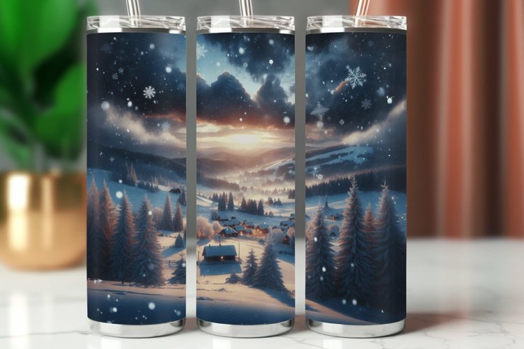 Tumbler Wrap 20 oz - christmas village