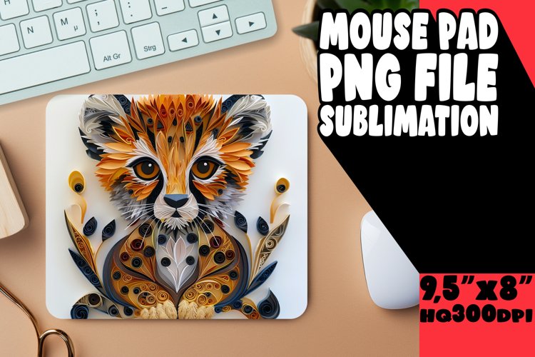 Cat Charm Sublimation Mouse Pad - 3D Cat example image 1