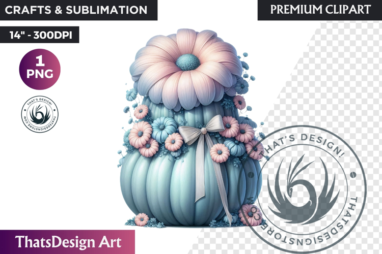 Pastel Floral baby shower wedding coquette pumpkin bow PNG
