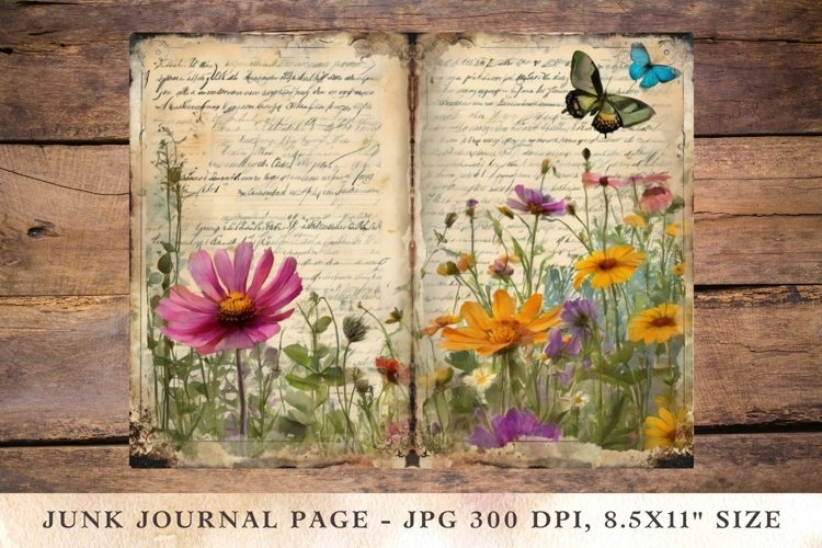 Printable Junk Journal Pages wildflower 26 example image 1