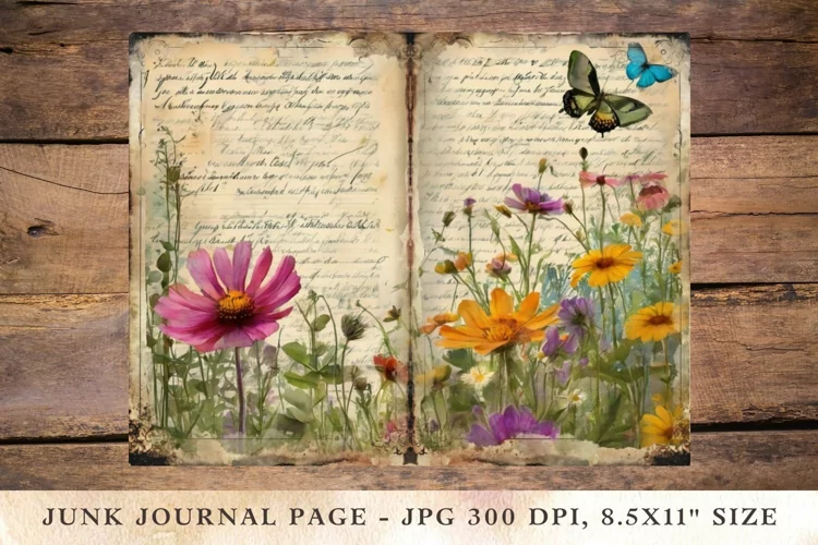 Printable Junk Journal Pages wildflower 26