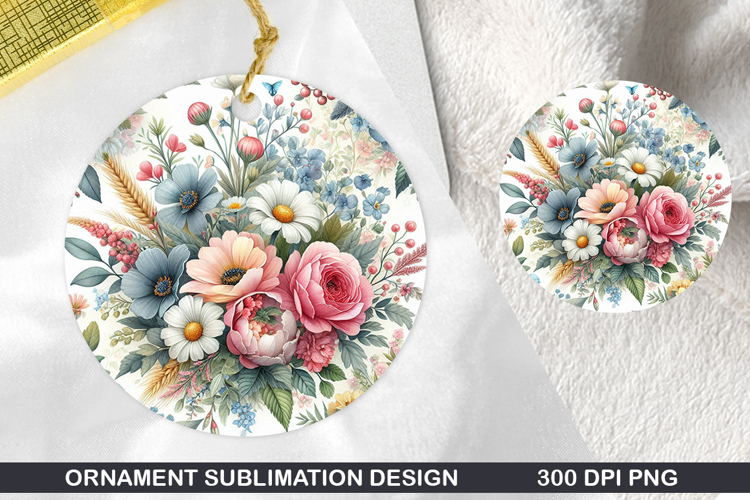 Flowers Stained Glass Ornament PNG, Digital Download File