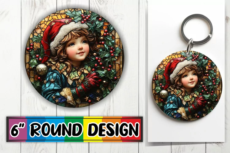 Bright Round Keychain Sublimation, Holiday