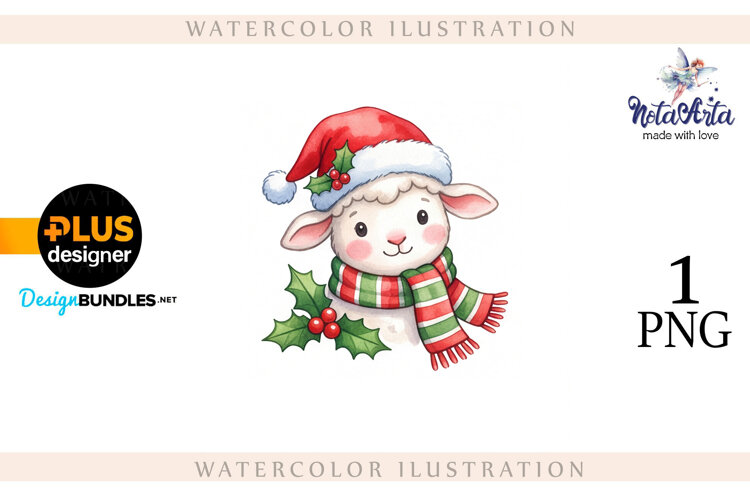 Christmas Sheep in Watercolor Style example image 1
