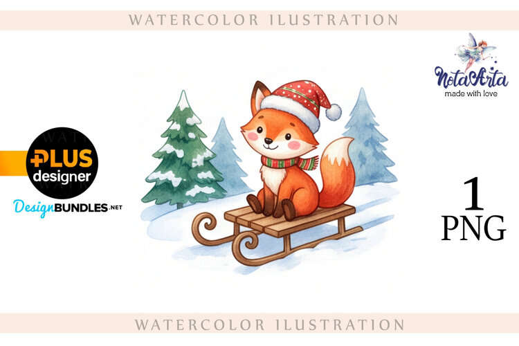 Illustration of a cute Christmas fox example image 1