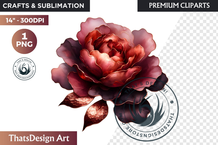 Pink Rose Gold flower Clipart, Abstract Flowers Wedding PNG