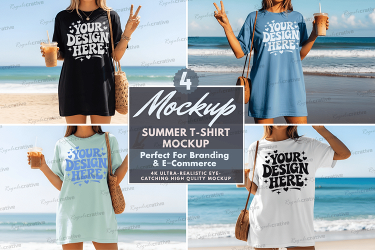 Summer TShirt Mockup Set ,Summer TShirt Mockup Set Beach