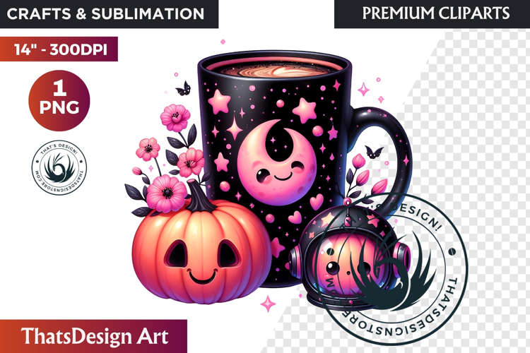 Pastel Goth Halloween Drinks - Kawaii Spooky Clipart PNG