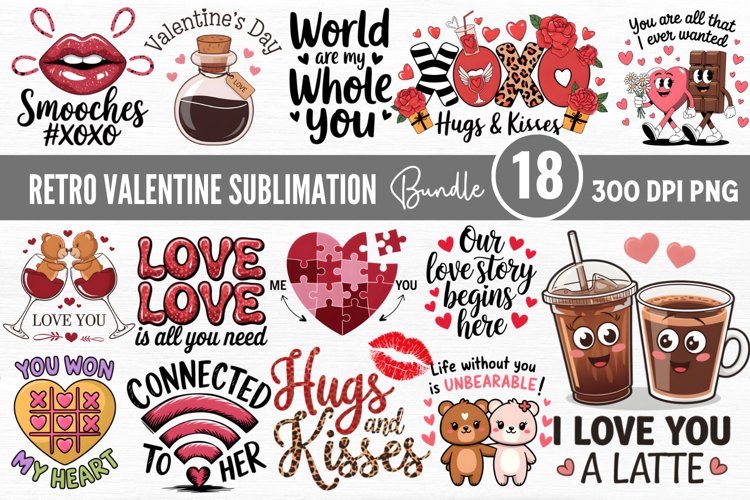 Retro Valentine Sublimation Bundle PNG