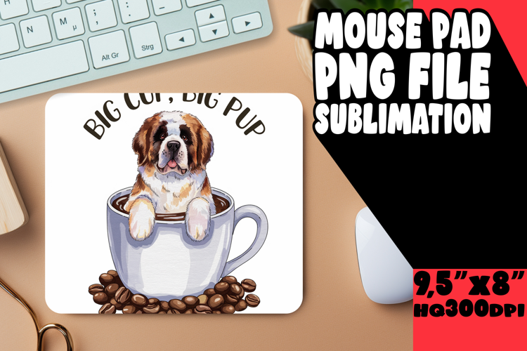 Cozy MOUSE MAT Creative Sublimation, Coffee Dog