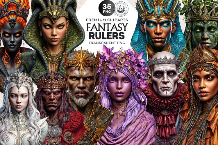 Fantasy Rulers Clipart PNG, Fantasy King & Queen Portraits