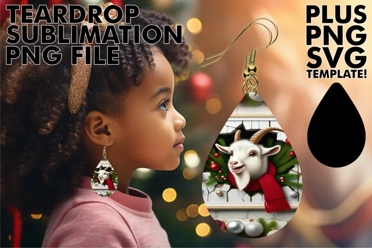 Teardrop Earring Goat Sublimation Extravaganza