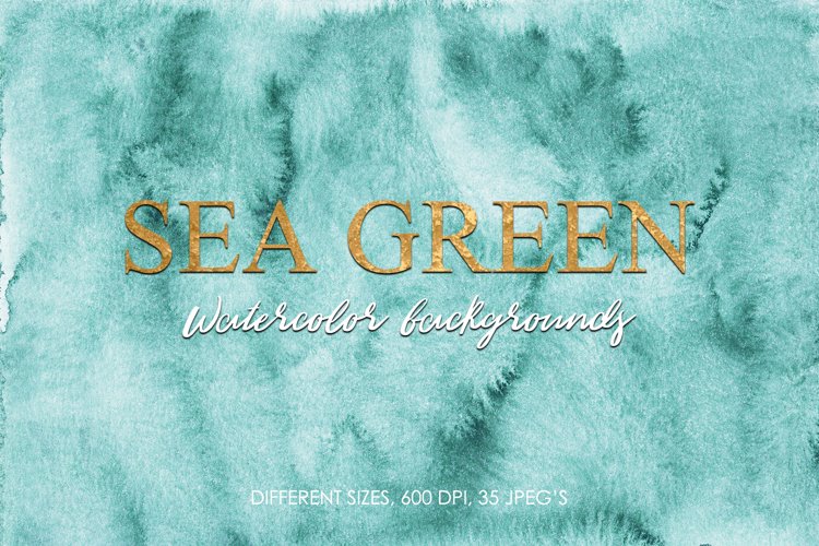 35 Light Sea Green Watercolor Backgrounds, Artistic Textures