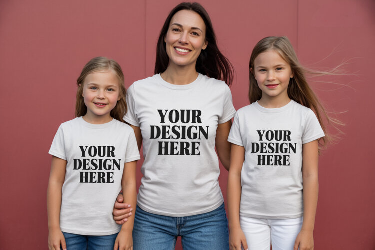 Bella Canvas 3001 Family Group Mockup | Matching T-Shirt Fla example image 1