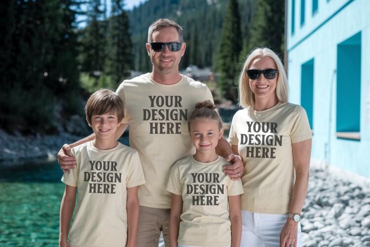 Bella Canvas 3001 Family Group T-Shirt Mockup example image 1