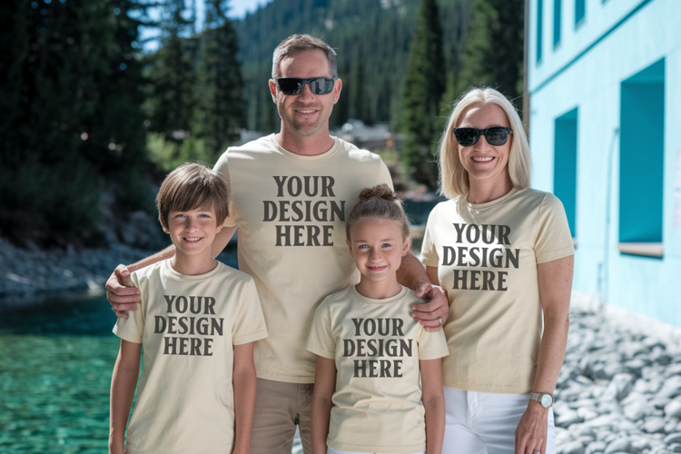 Bella Canvas 3001 Family Group T-Shirt Mockup