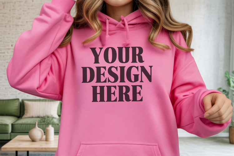 Pink Gildan 18500 Hoodie Mockup ,Cozy Unisex Sweatshir
