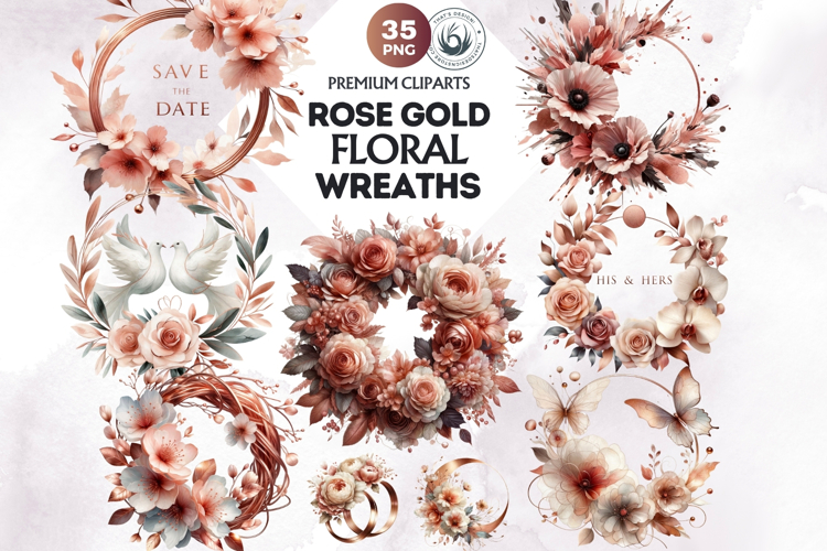 Romantic Rose gold and Plum floral arrangements Clipart PNG