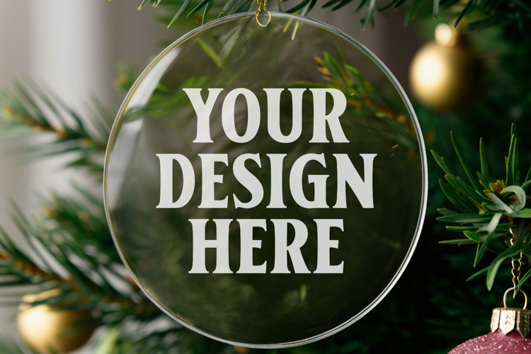Acrylic Christmas Ornament Mockups | Clear Holiday Ornament