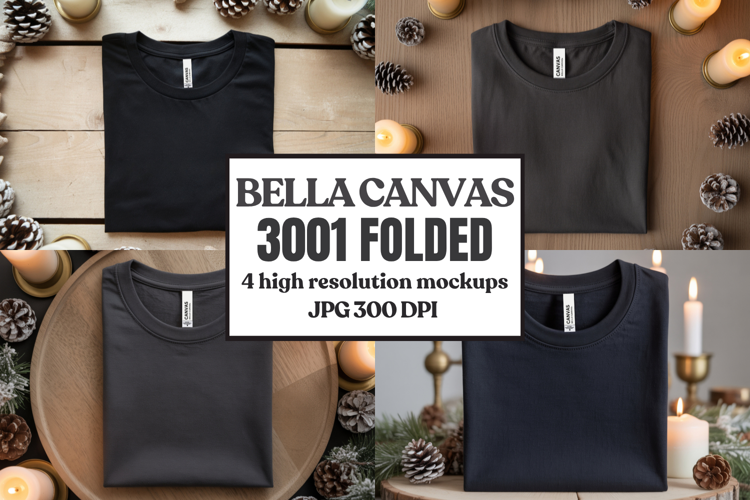 Christmas Bella Canvas 3001 Folded Tshirt Mockup