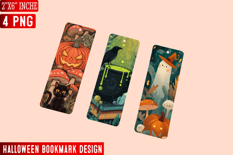 Halloween Bookmark Collection | 2x6 PNG Printable ,Halloween