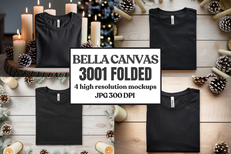 Christmas Bella Canvas 3001 Folded Tshirt Mockup
