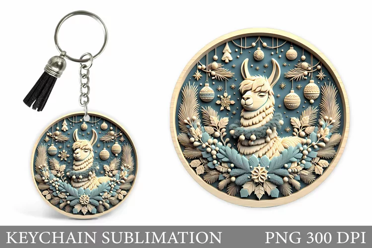 Christmas Lama Keychain. Cute Lama Keychain Design