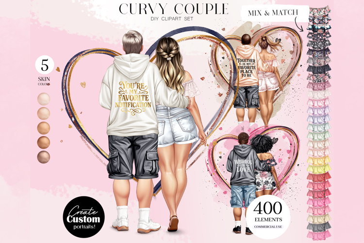 Curvy Couple Clipart Portrait Creator