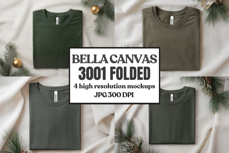 Christmas Bella Canvas 3001 Folded Tshirt Mockup
