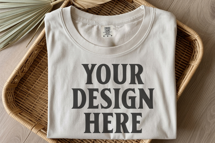 Ivory Comfort Colors 1717 Folded Tshirt Mockups
