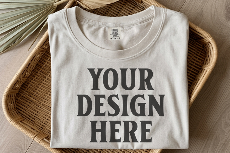Ivory Comfort Colors 1717 Folded Tshirt Mockups