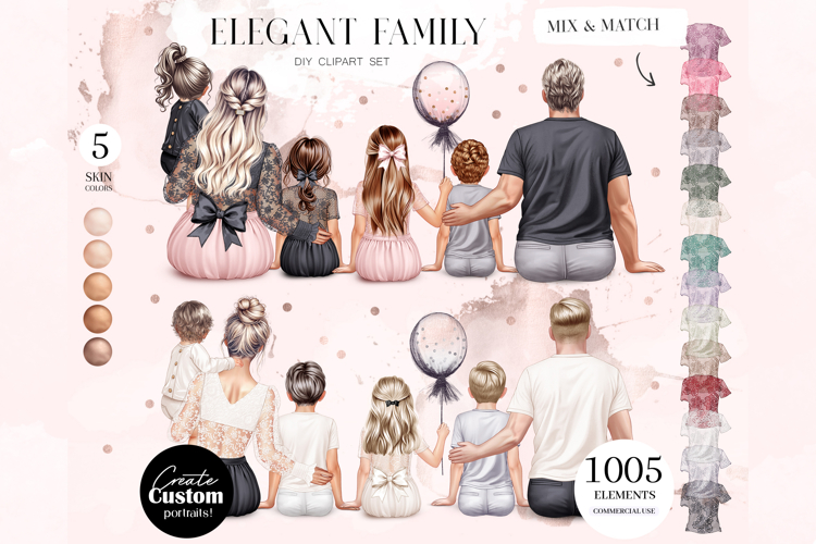 Big Elegant Family Clipart Portrait Creator
