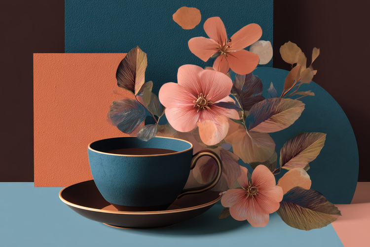 Coffee Cup & Floral Still Life