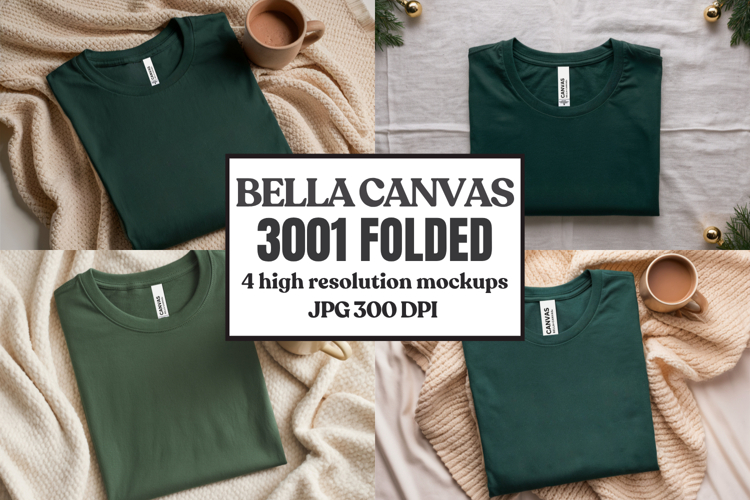 Christmas Bella Canvas 3001 Folded Tshirt Mockup