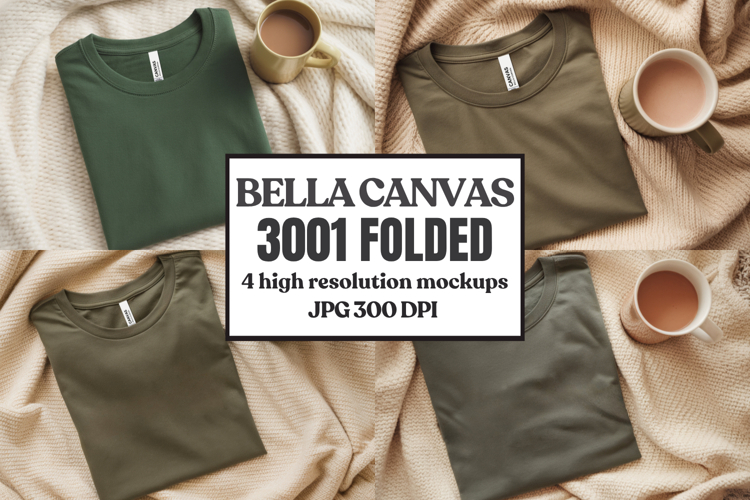 Christmas Bella Canvas 3001 Folded Tshirt Mockup