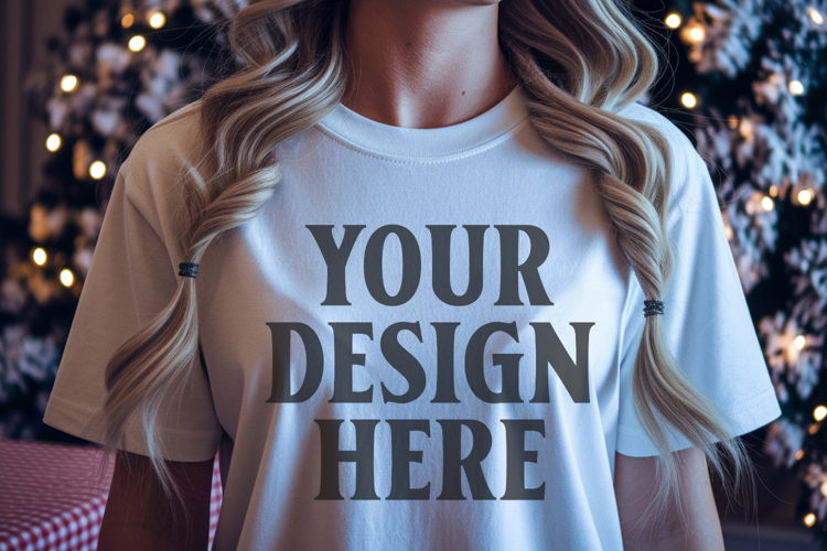 Christmas Bella Canvas 3001 White Shirt Mockup ,Trandd mock