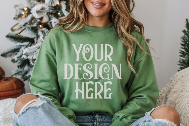 Christmas Gildan 18000 Irish Green Crewneck Sweatshirt Mocku