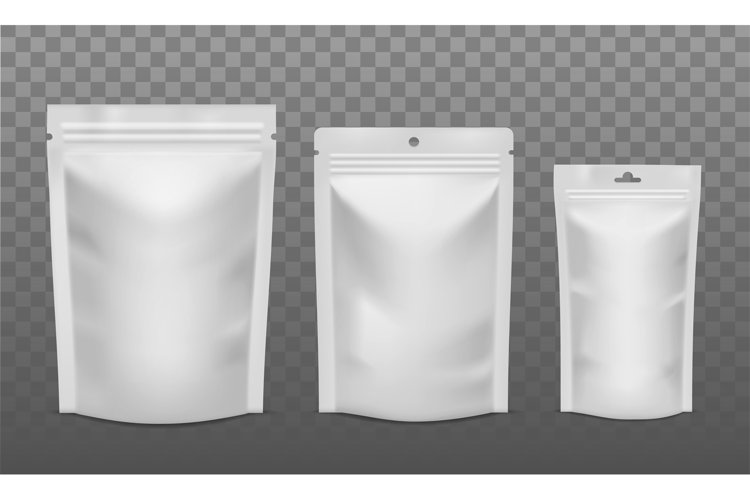 Zip package. Blank foil bags of different size, plastic sach example image 1