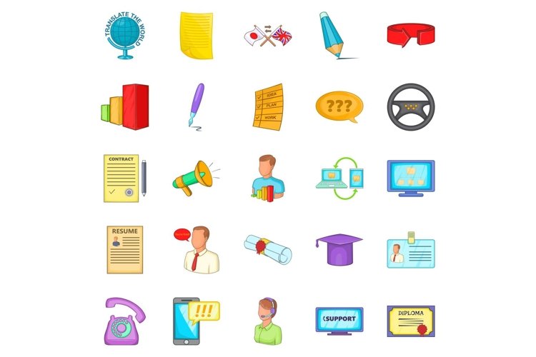 Seminar icons set, cartoon style example image 1