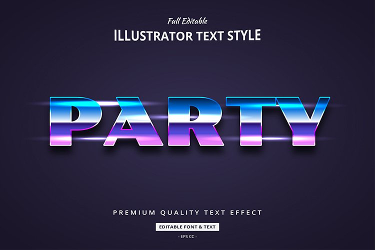 Party Gradient 80s 3d Illustrator Text Style Effect
