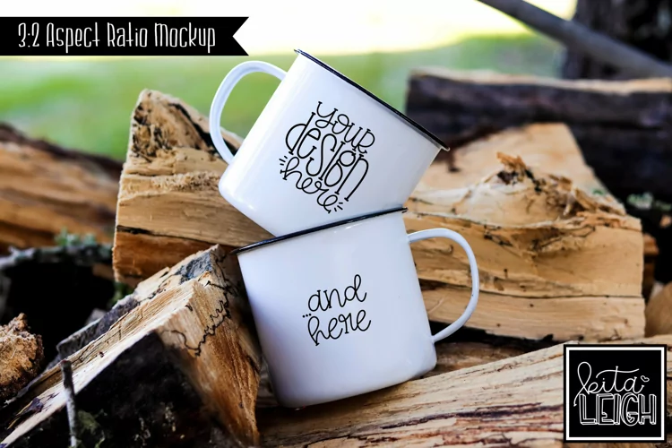 Double Stack Two Campfire Mug Camping Mockup Photo