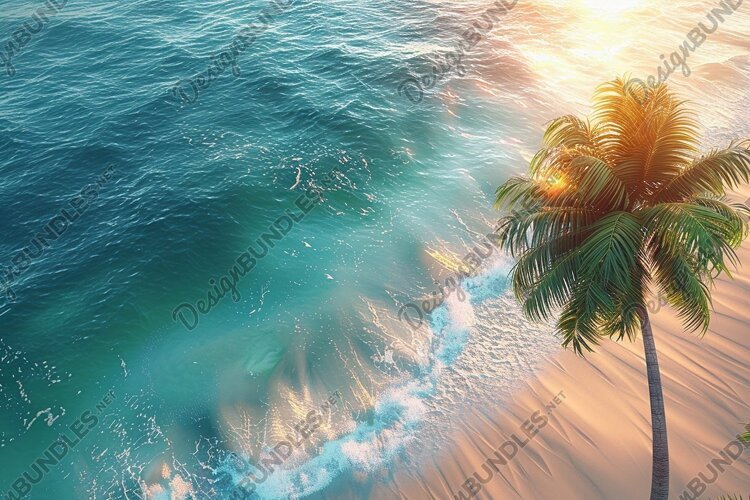 Aerial view turquoise ocean. Summer background. High photo example image 1