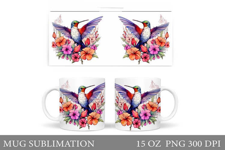 Hummingbird Mug Design. Flowers Mug Sublimation