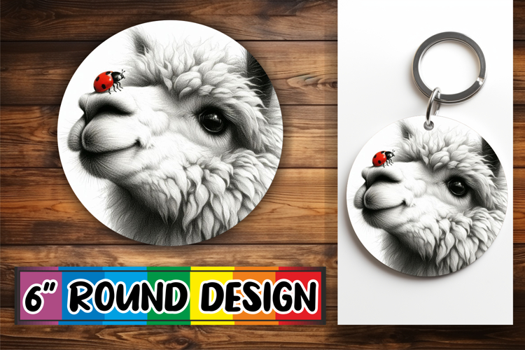 Whimsical Round Keychain Sublimation PNG, Cute Animals example image 1