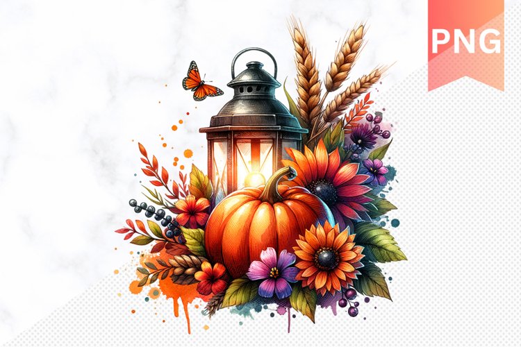 Autumn Pumpkin Harvest Sublimation - Autumn Clipart PNG