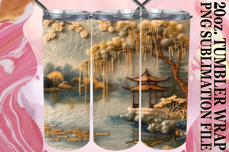 Spring View Embroidered Tumbler Design - 20oz example image 1