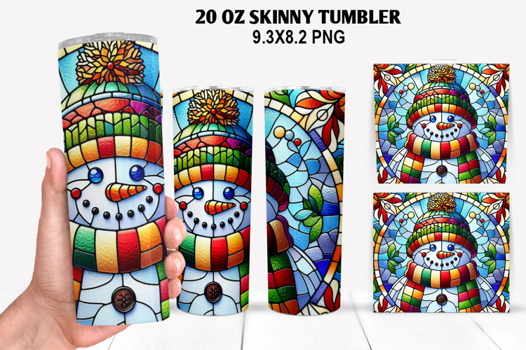 Snowman Skinny Tumbler 20oz Wrap Design, Christmas Tumbler